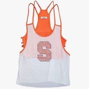 Syracuse University Mesh Tank with Rhinestones and Attached Sporty Bralette